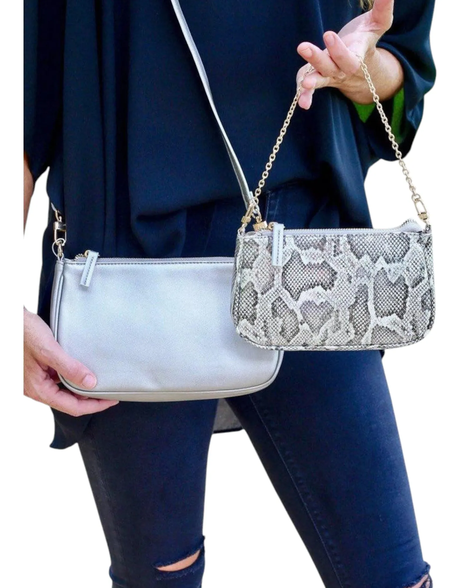 Double Crossbody Bag Snake Print