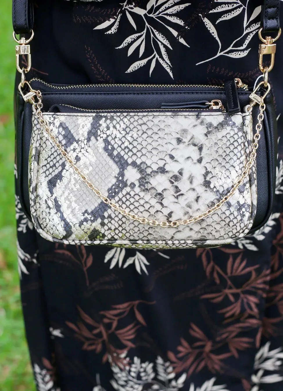 Double Crossbody Bag Snake Print