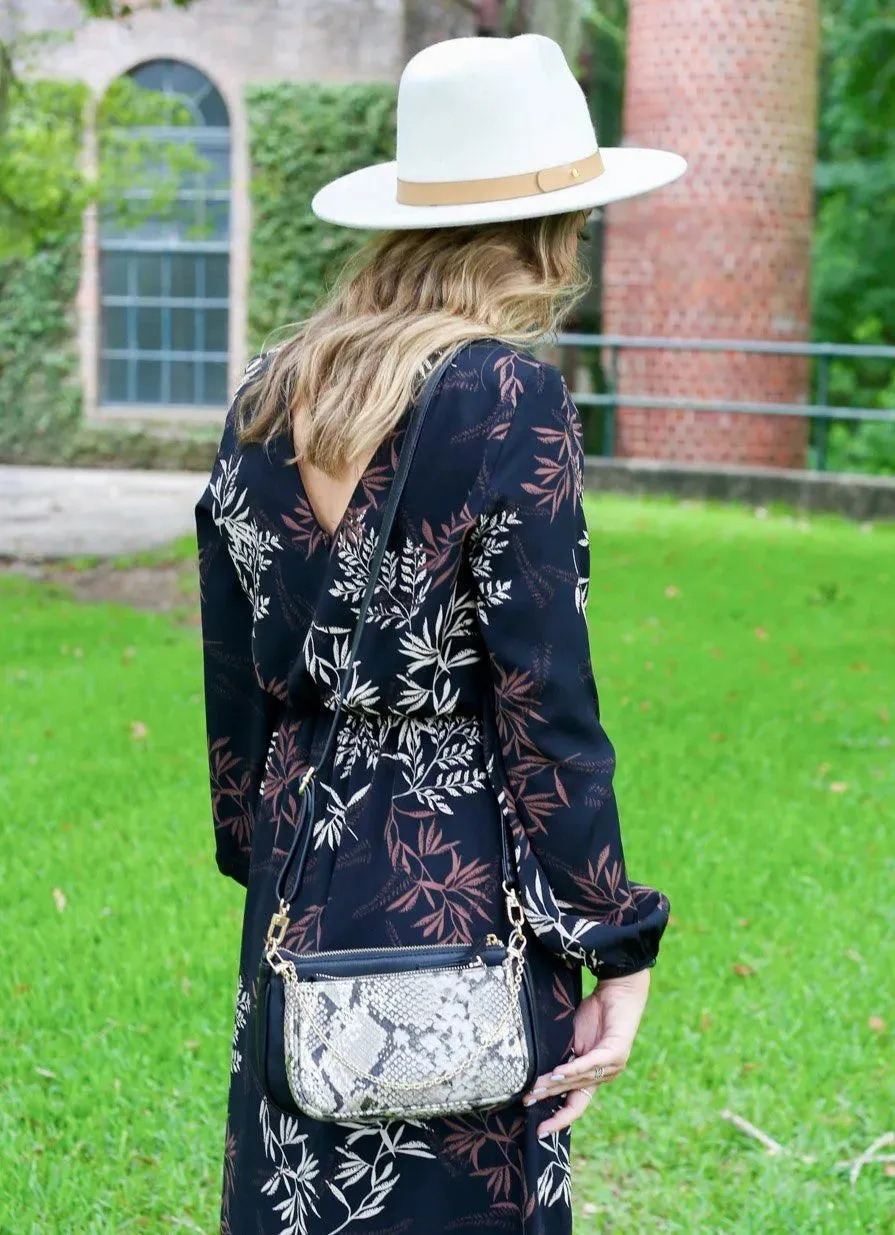 Double Crossbody Bag Snake Print