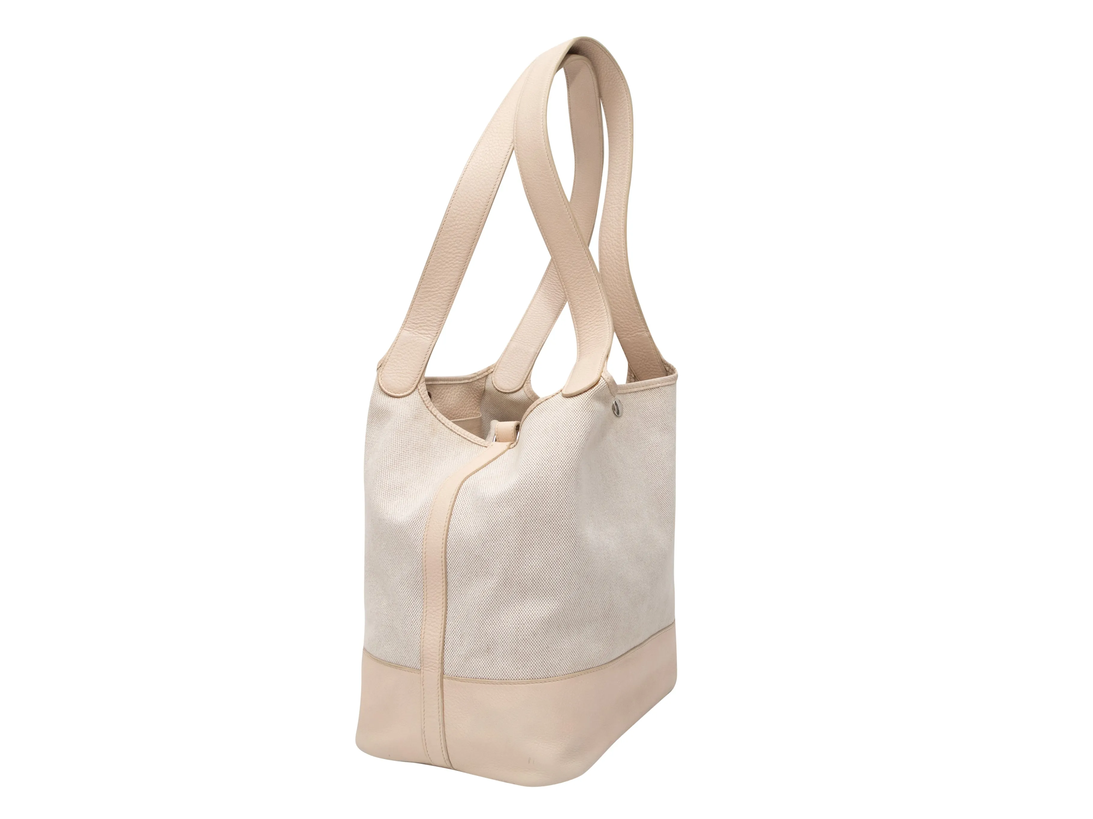 Ecru Hermes 2007 Toile Picotin GM Bag