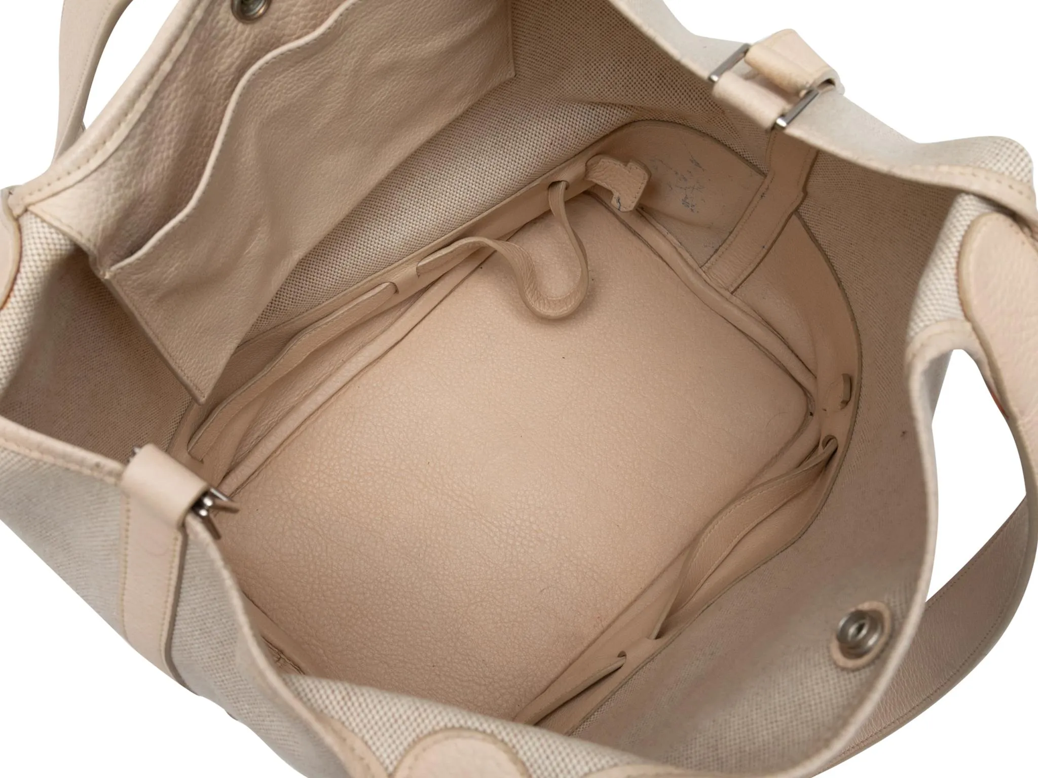Ecru Hermes 2007 Toile Picotin GM Bag