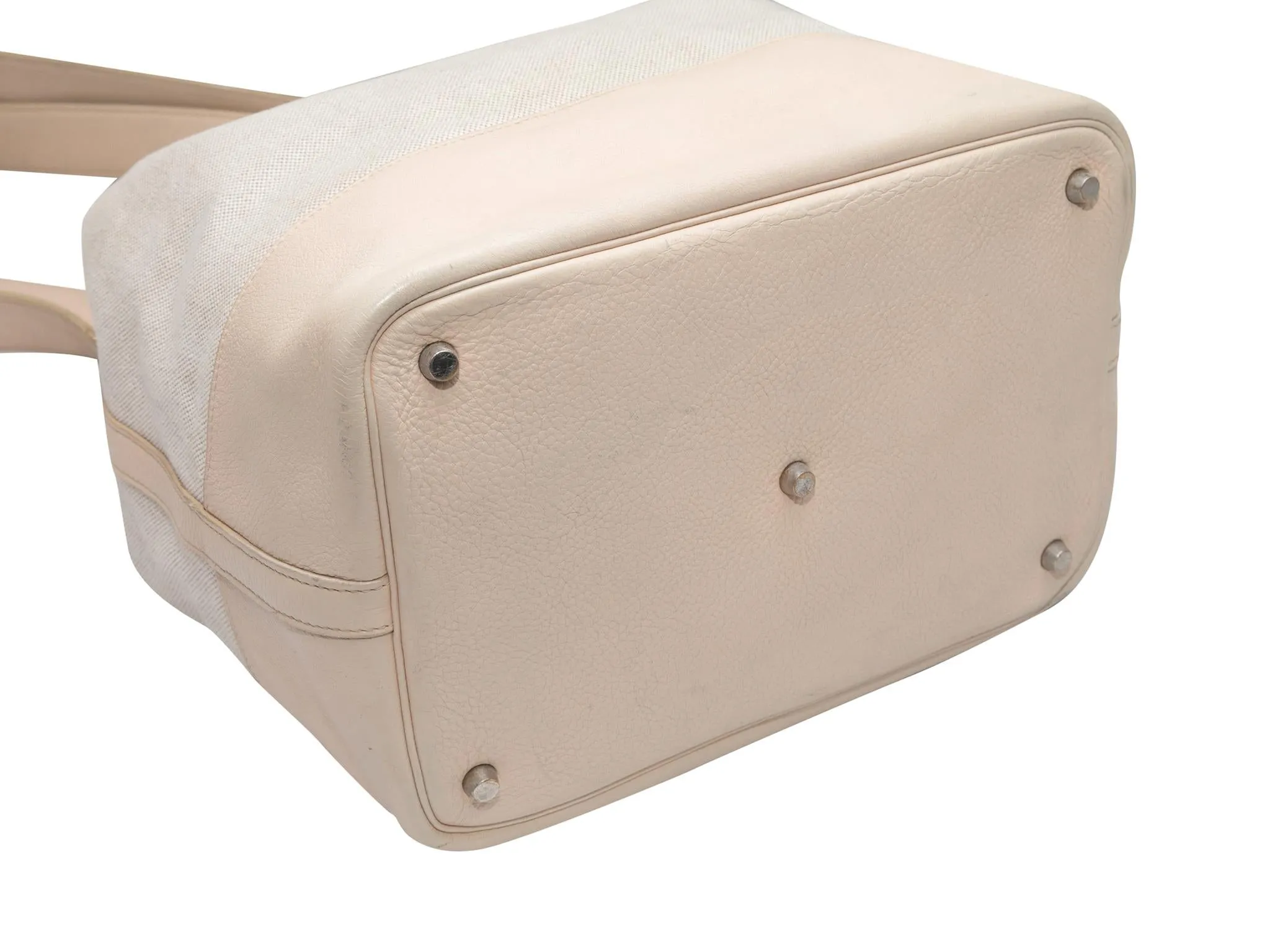Ecru Hermes 2007 Toile Picotin GM Bag