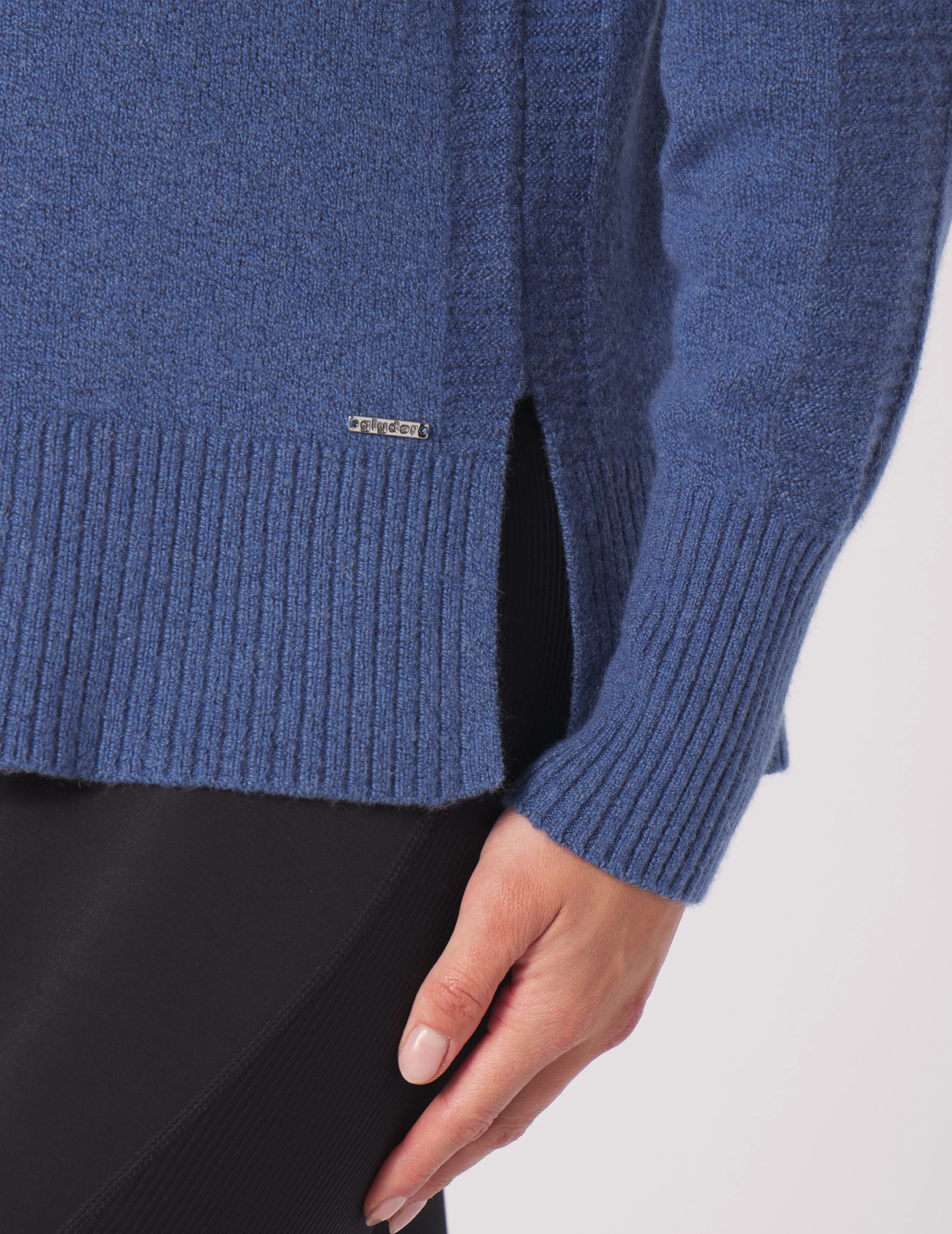 Elevated Knit Crew: Washed Blue Heather
