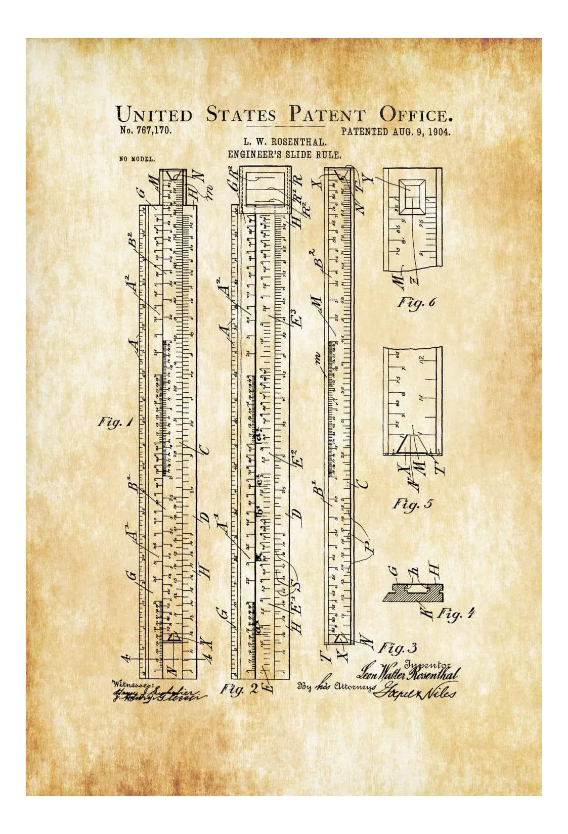 Engineer&#39;s Slide Rule Patent 1922 - Patent Print, Wall Decor, Engineer Gift, Electrical Engineer, Measurement, Calculator, Engineers&#39; Tools
