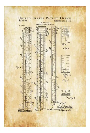 Engineer&#39;s Slide Rule Patent 1922 - Patent Print, Wall Decor, Engineer Gift, Electrical Engineer, Measurement, Calculator, Engineers&#39; Tools