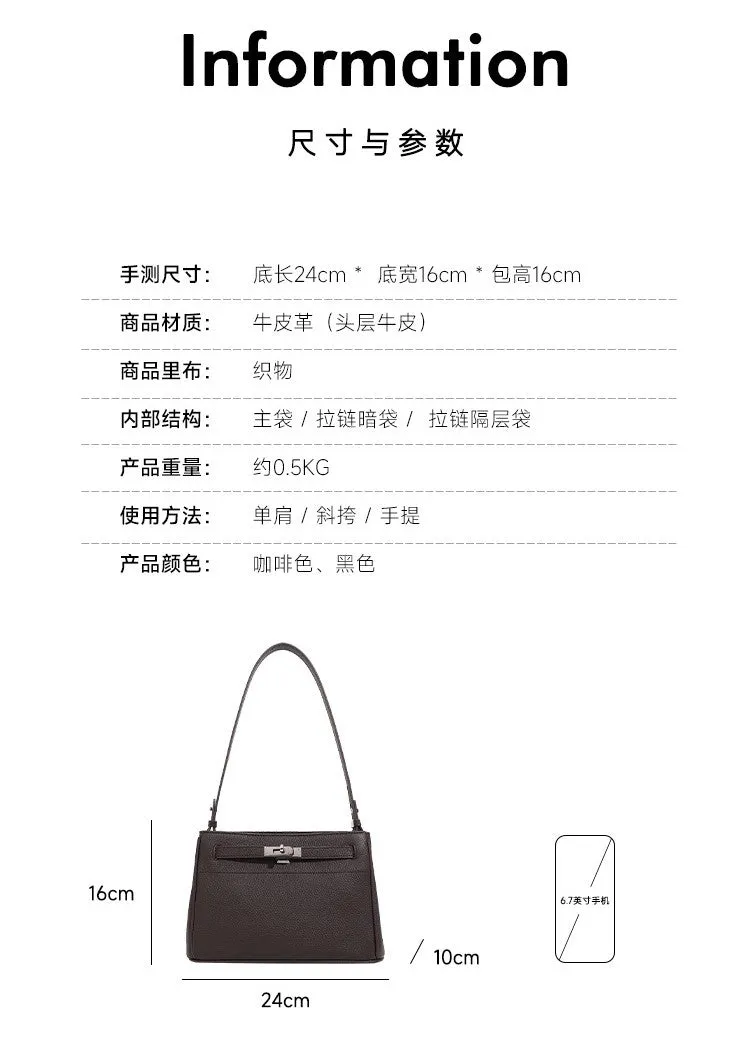 Fashion lock simple single underarm cross body kelly bag 2917 black