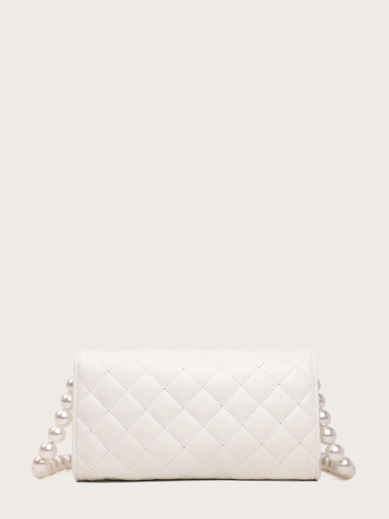 Faux Pearl Decor Flap Crossbody Bag