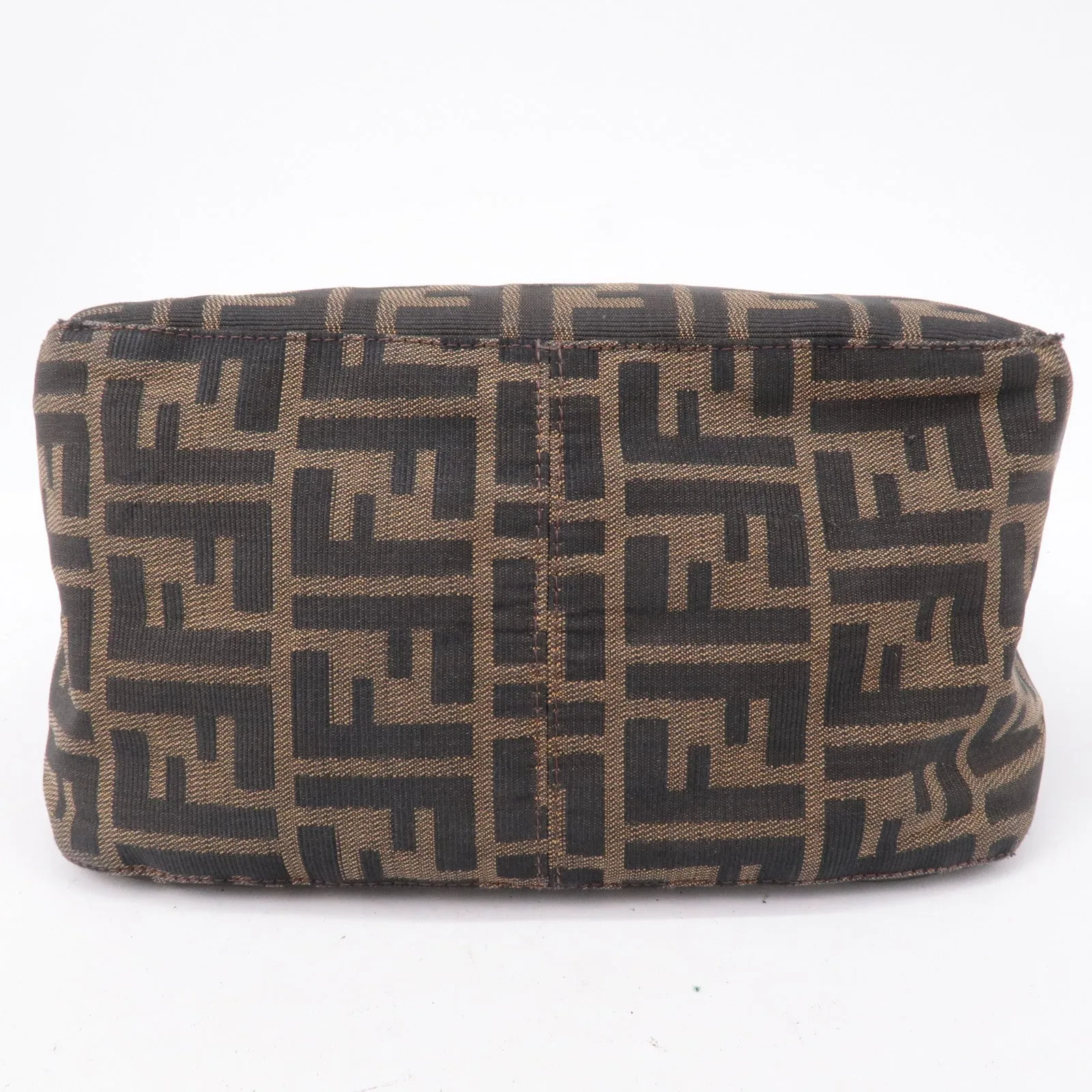 FENDI Zucca Canvas Leather Shoulder Bag Brown Black 26426