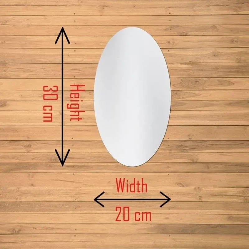 Flexible Mirror Sheets Self-Adhesive Plastic Mirror Tiles Non-Glass Mirror Stickers for Home Decoration (Oval Shape) (1)