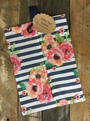 Floral Polka Navy Stripes Diaper/Wipee Case