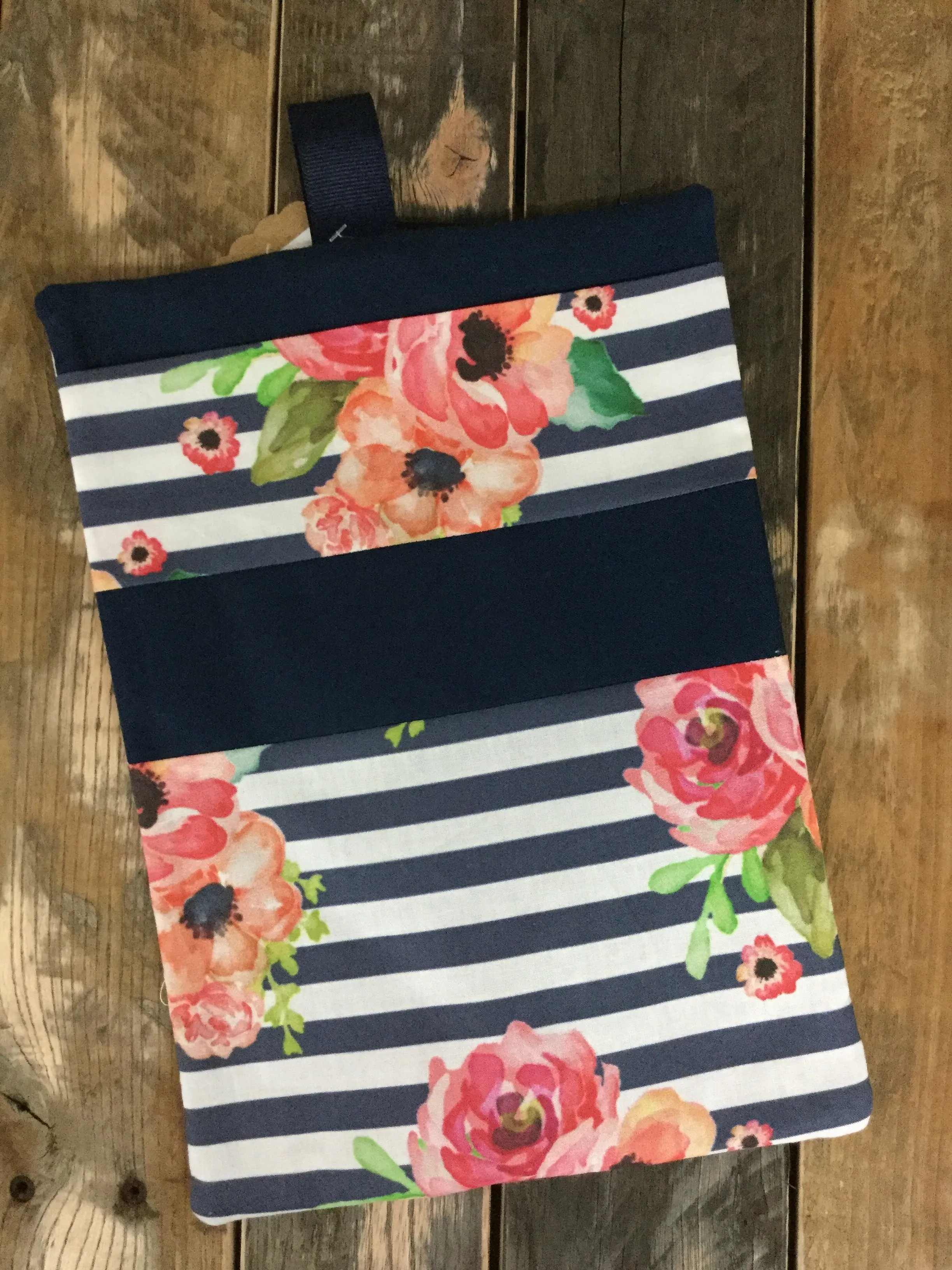Floral Polka Navy Stripes Diaper/Wipee Case