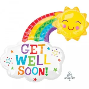 Get Well Soon Happy Rainbow Foil Balloon - 76cm