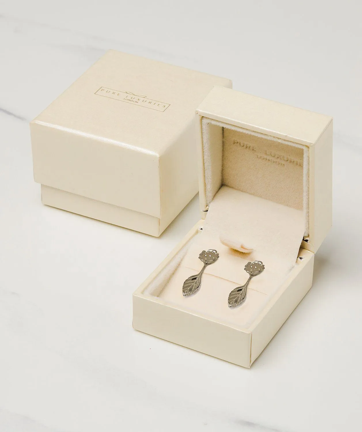 Gift Packaged 'Blossom' Sterling Silver Flower Drop Earring