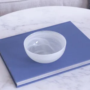 Glass New Orleans Small Round Swirl Bowl (Clear and White)