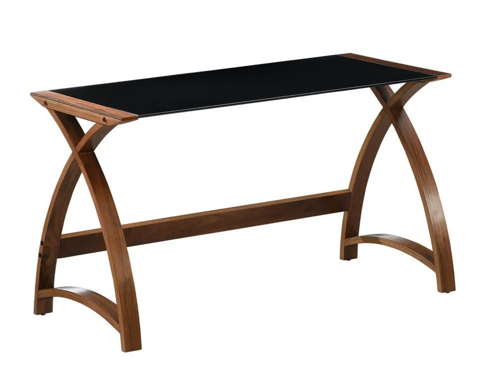 Glass Office Desk With Walnut Frame PC201-LT-1300-WB
