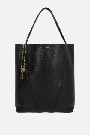 Grainy Leather Chain Tote Bag