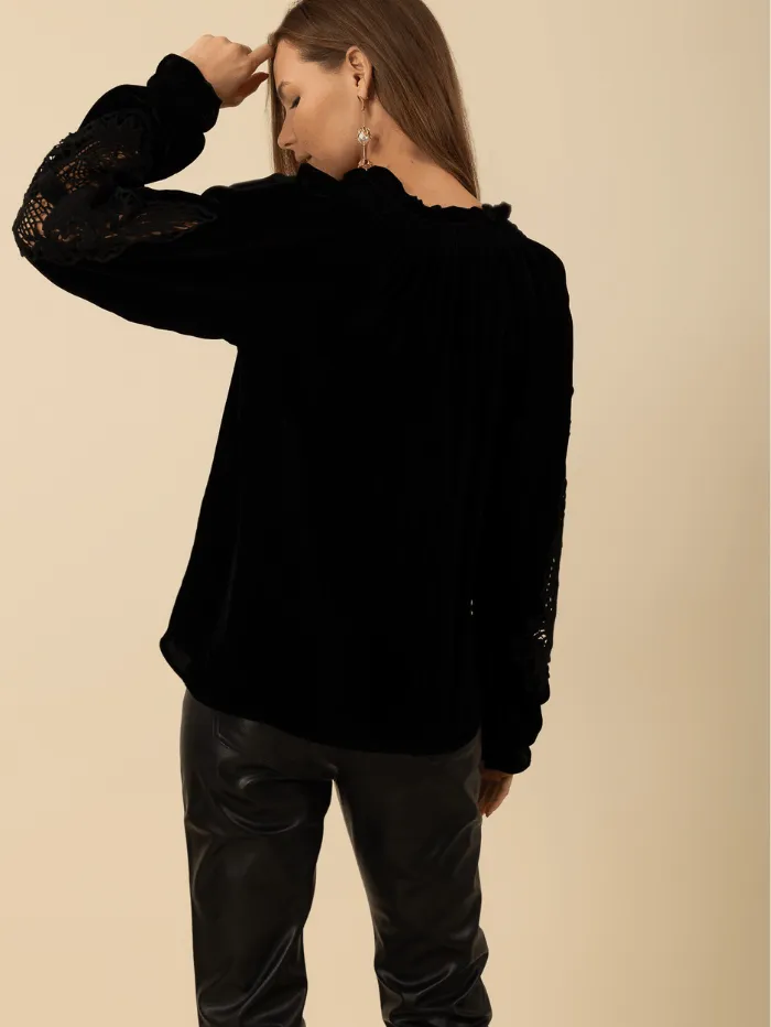 Hale Bob AMANDA Black Washed Velvet Top 48CF220A