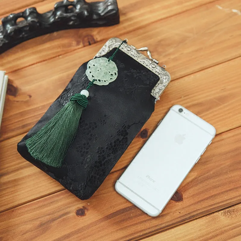 Hand Made Floral Silk Chinese Style Mobile Phone Bag