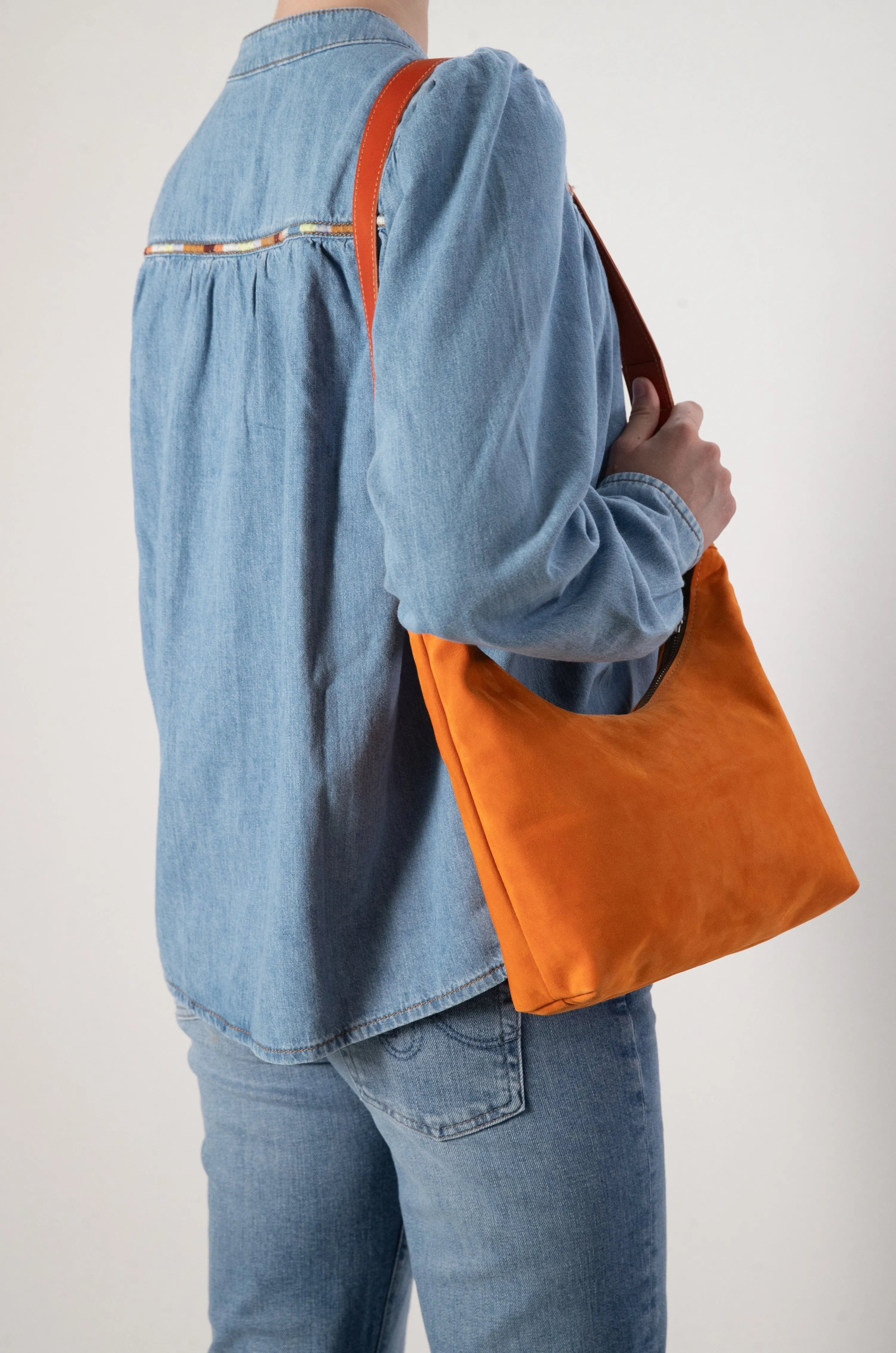 Harpers Emporium Shoulder Bag in Orange suede