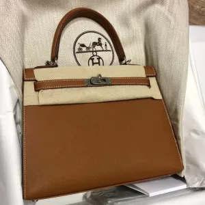 Hermès Kelly 25 Gold Sellier Epsom Palladium Hardware PHW