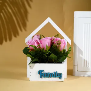 Homestic Artificial Plant | Artificial Flowers for Decoration | Decoration Artificial Flowers Pot | Plants for Office Décor | Natural Looking Plants | 7 Headed Rose | Multicolor