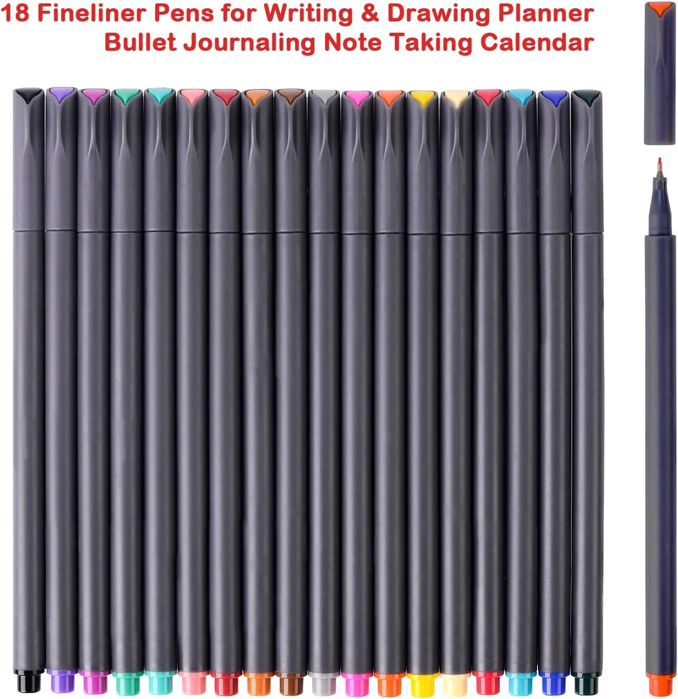 Ibayam Journal Planner Pens Colored Pens Fine Point Markers Fine Tip Drawing Pens Fineliner Pen for Bullet Journaling Writing Note Taking Calendar Coloring Art Office School Supplies, 18-Pack