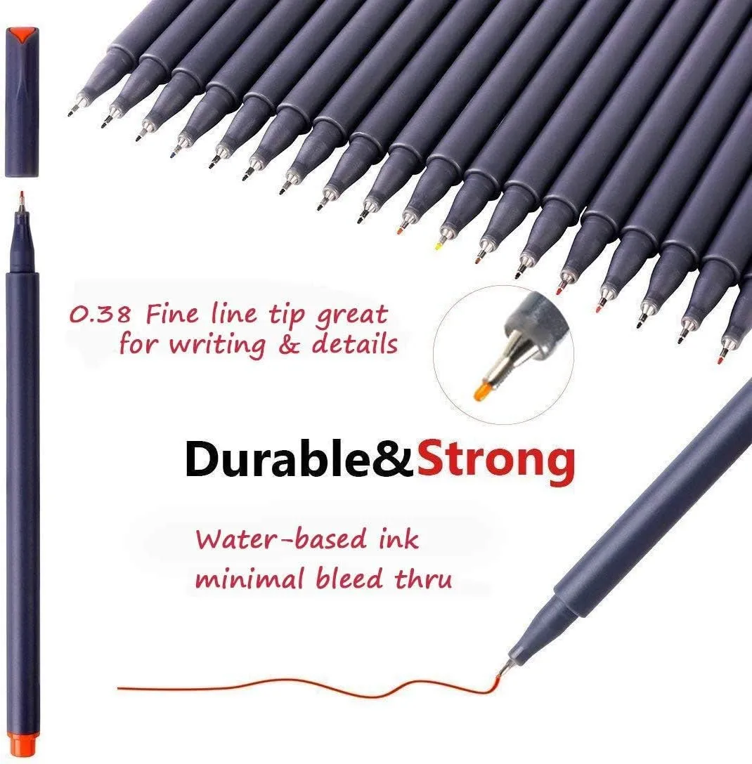 Ibayam Journal Planner Pens Colored Pens Fine Point Markers Fine Tip Drawing Pens Fineliner Pen for Bullet Journaling Writing Note Taking Calendar Coloring Art Office School Supplies, 18-Pack