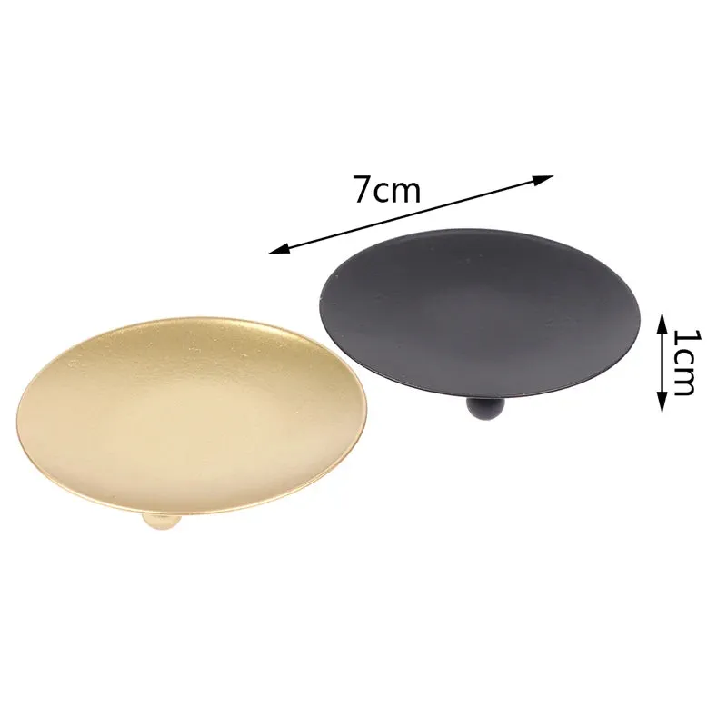Iron Plate Candle Holder Gold Black Decorative Pillar Candlestick For LED&Wax Candles Wedding Party Festival Desktop Decoration