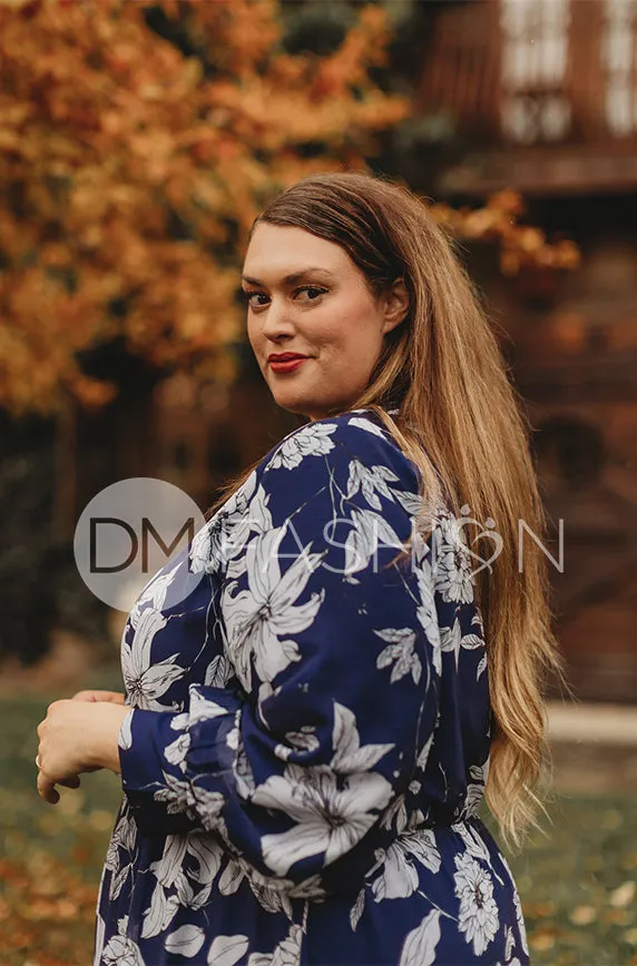 Jasmine Navy Floral Gown - DM Exclusive - Nursing Friendly - Maternity Friendly