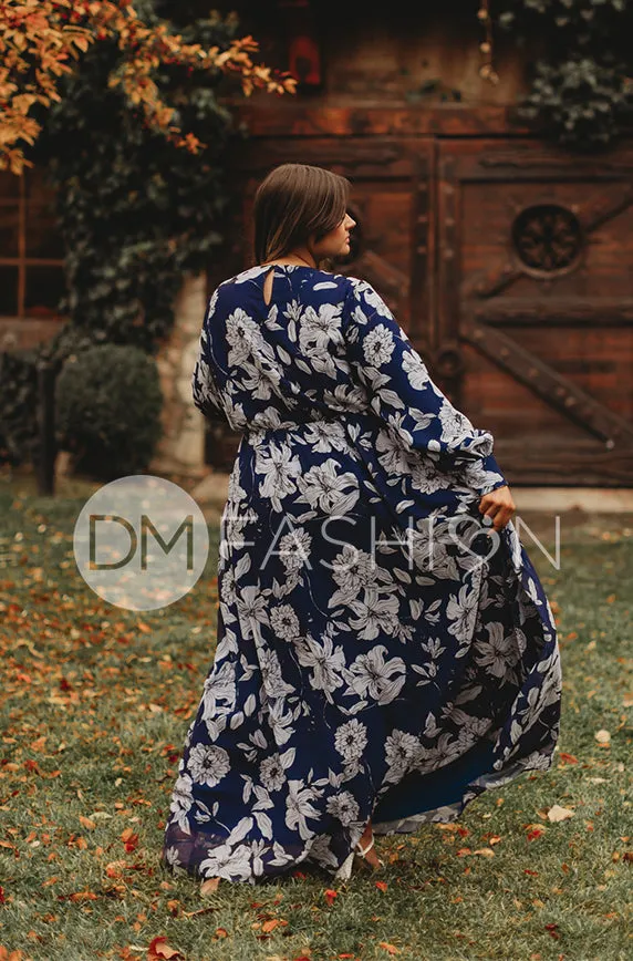 Jasmine Navy Floral Gown - DM Exclusive - Nursing Friendly - Maternity Friendly