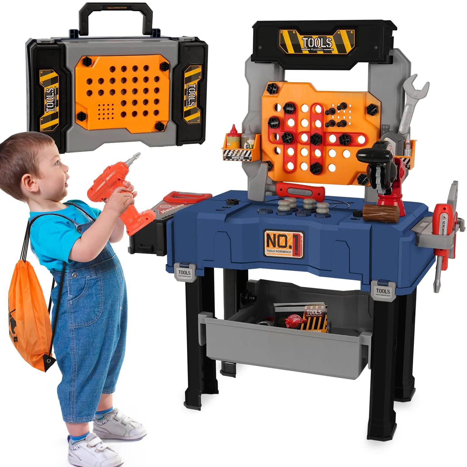 Kids Tool Bench with Electric Drill Set
