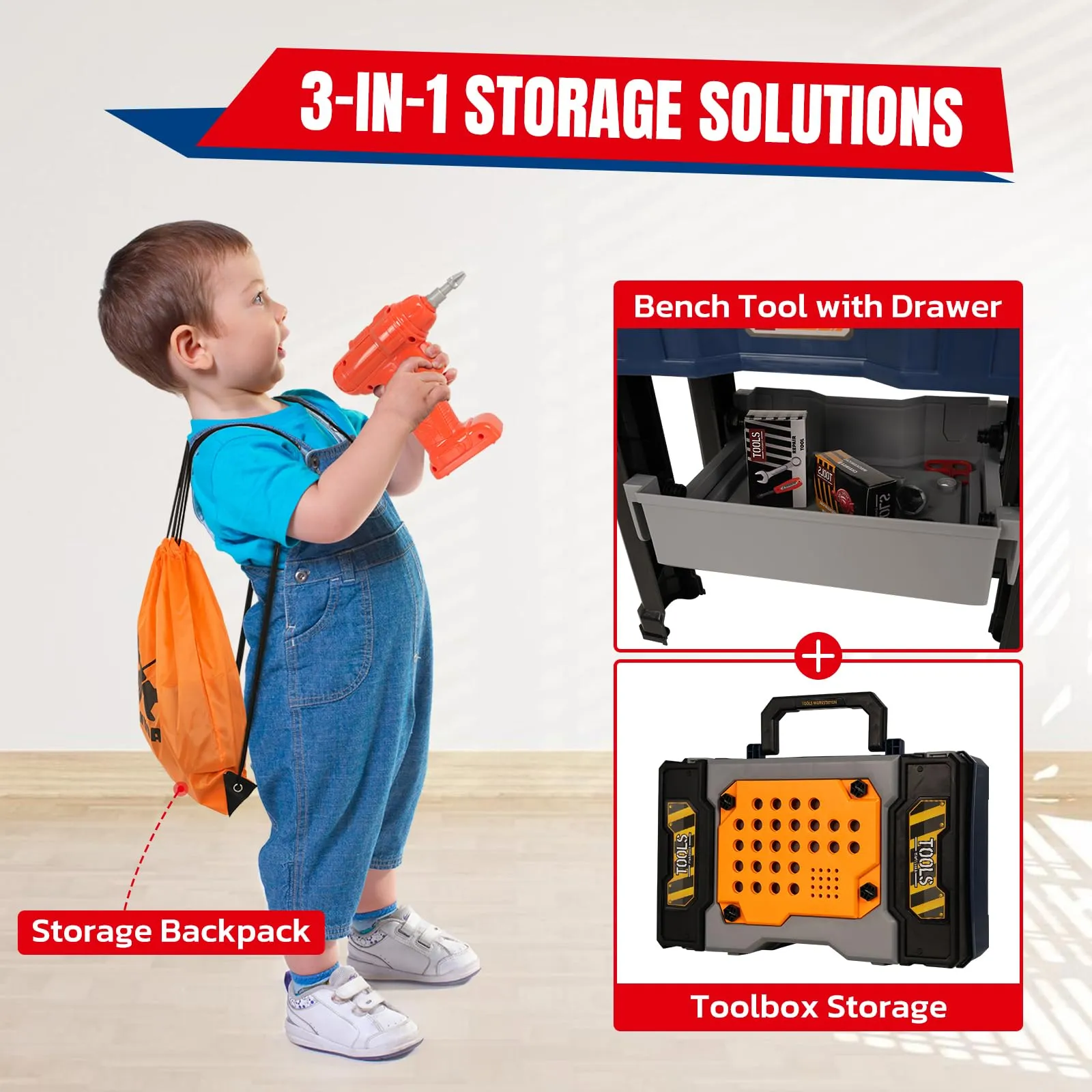 Kids Tool Bench with Electric Drill Set