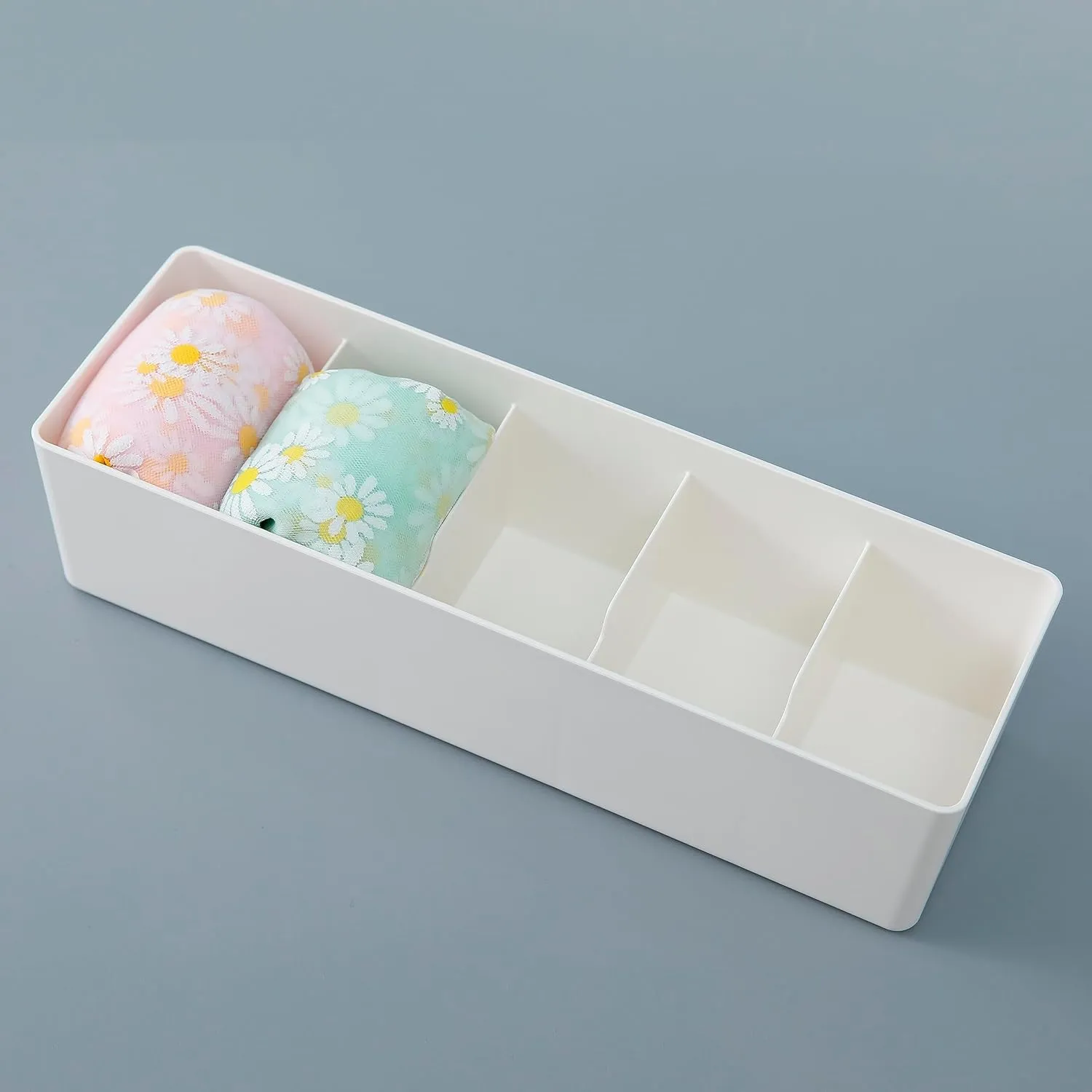 Kuber Industries Cloth Storage Box 5 GridDrawer Divider|Wardrobe Organizer For clothes-Pack of 5 (White)