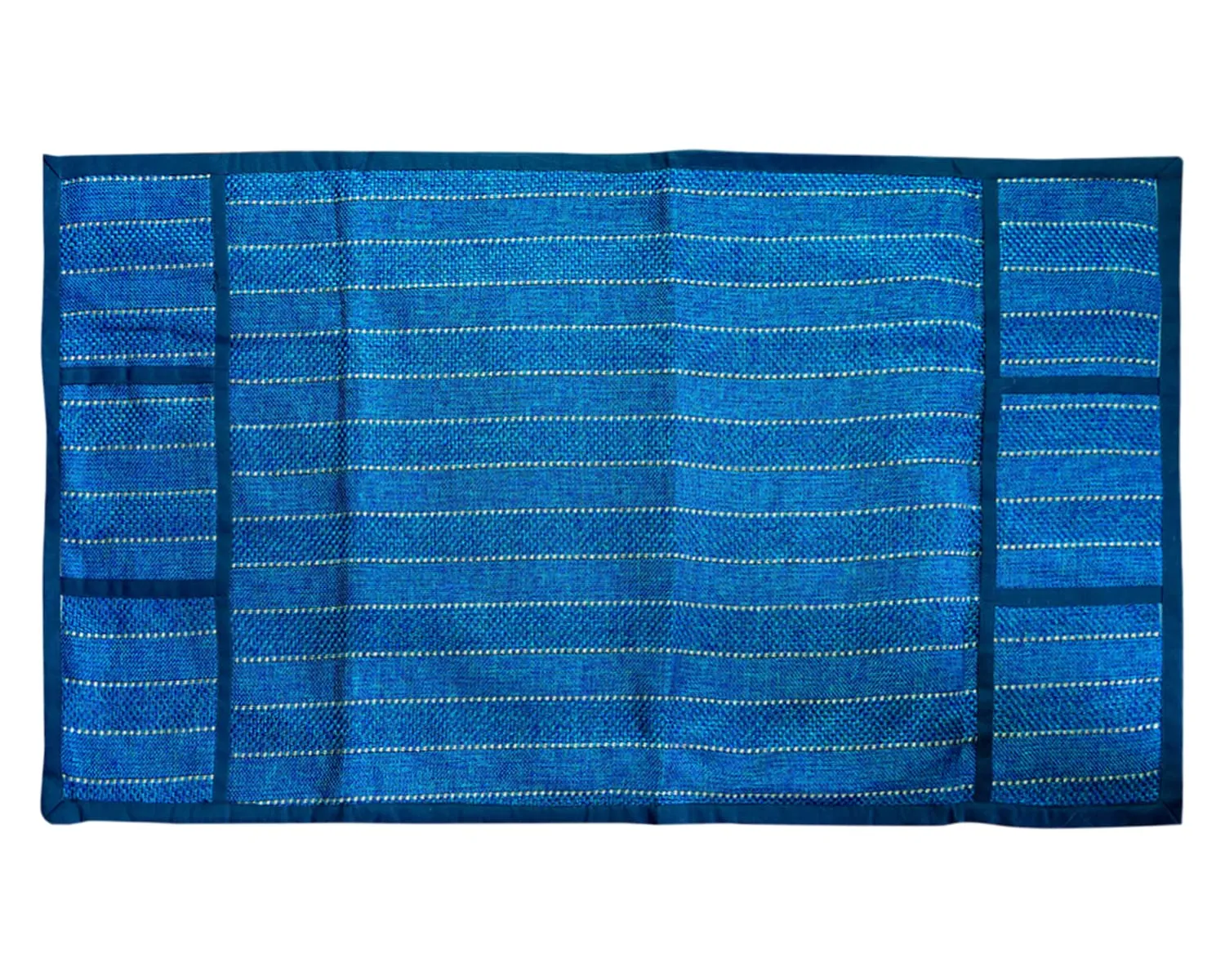 Kuber Industries Lining Print Jute Fridge Top Cover with 6 Utility Side Pockets (Blue)