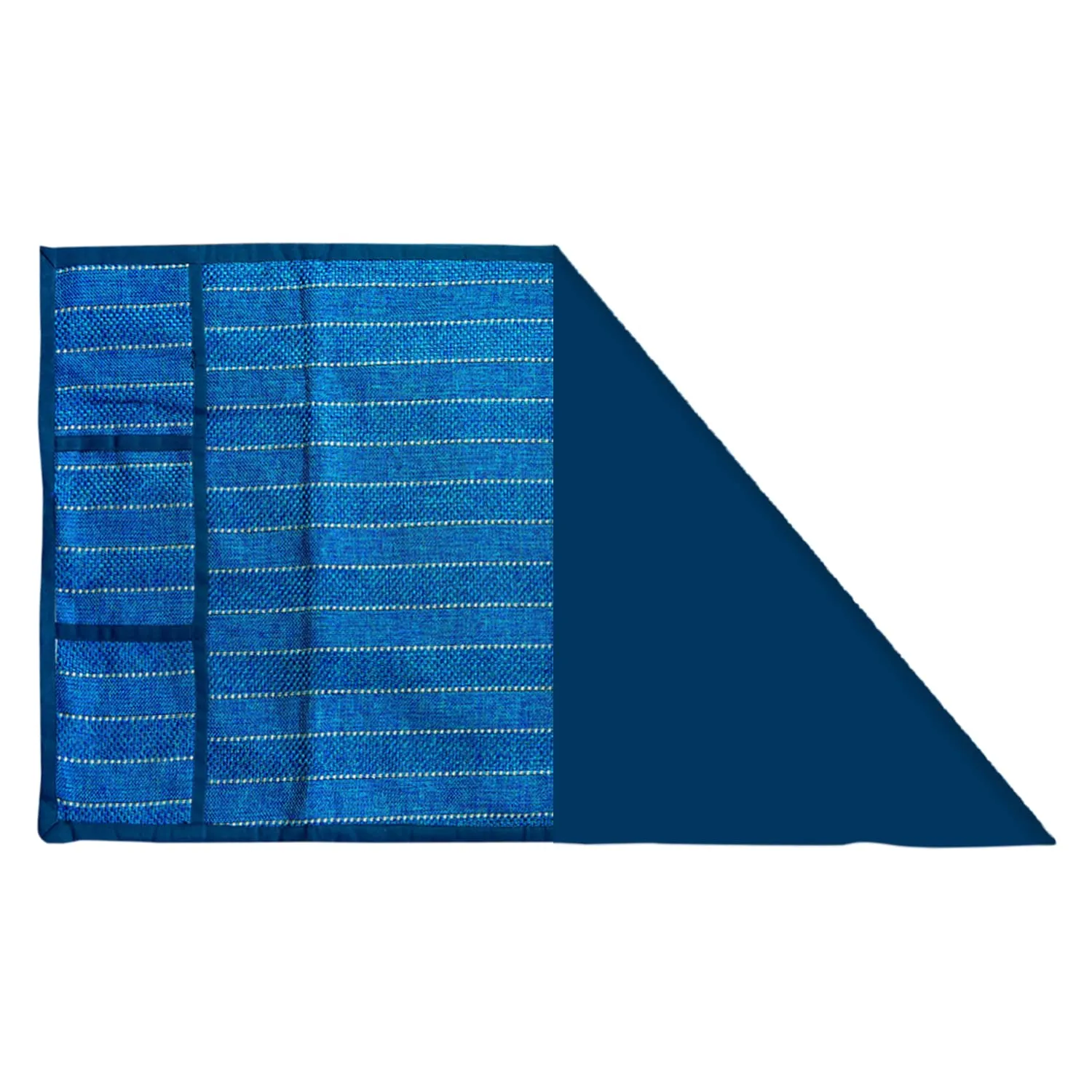 Kuber Industries Lining Print Jute Fridge Top Cover with 6 Utility Side Pockets (Blue)