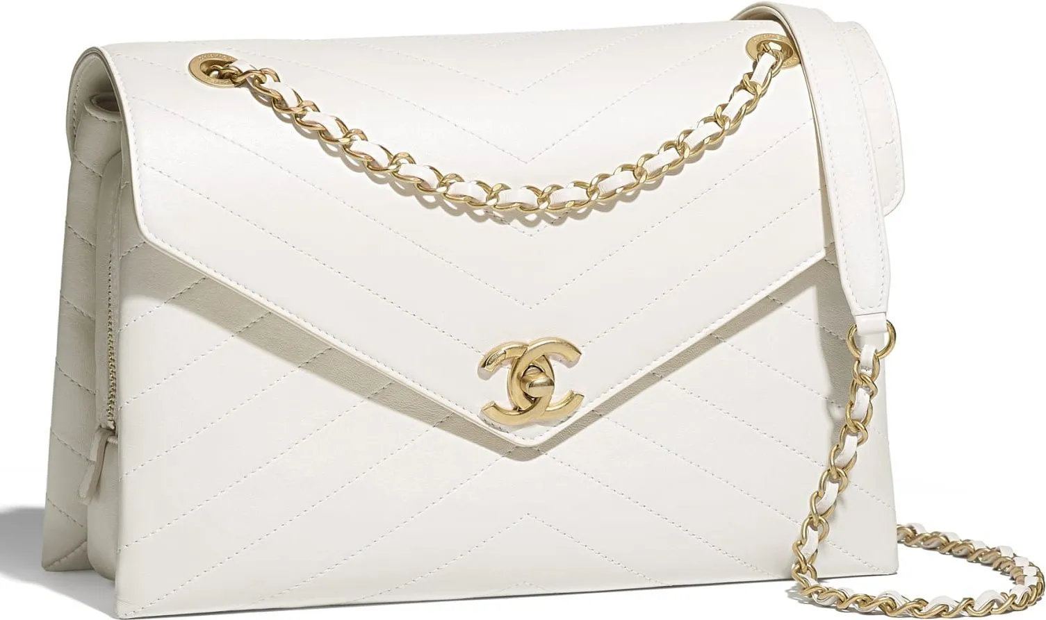 Lambskin Flap Bag, White
