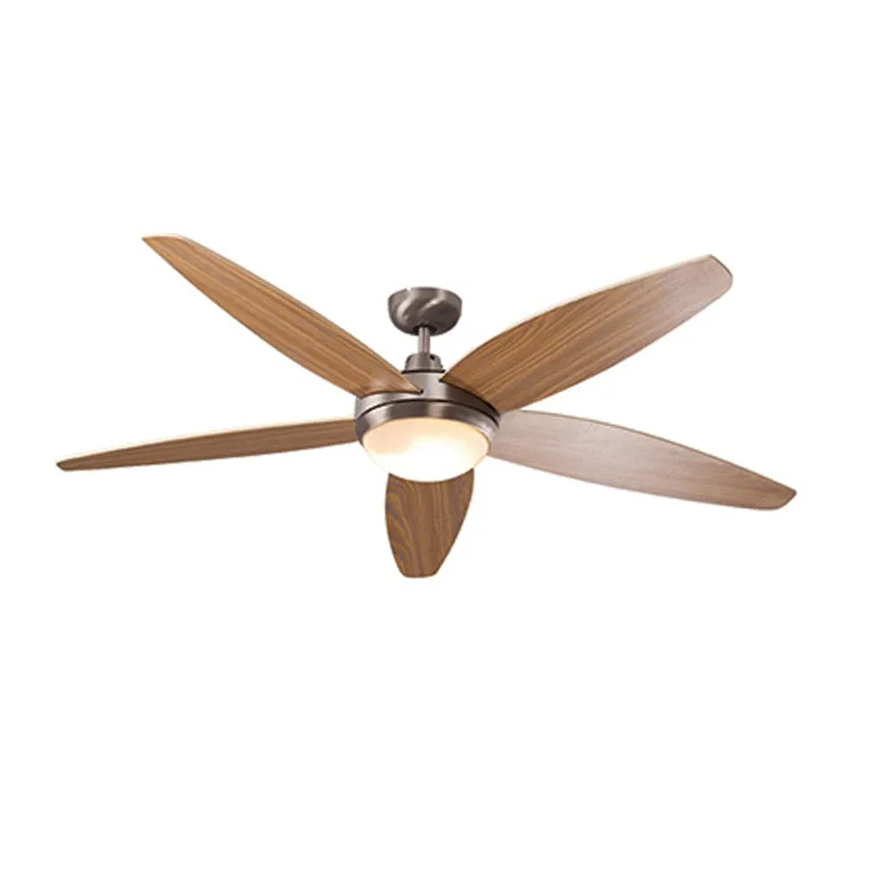 Lancer Ceiling Fan with Light Satin Chrome | Wood