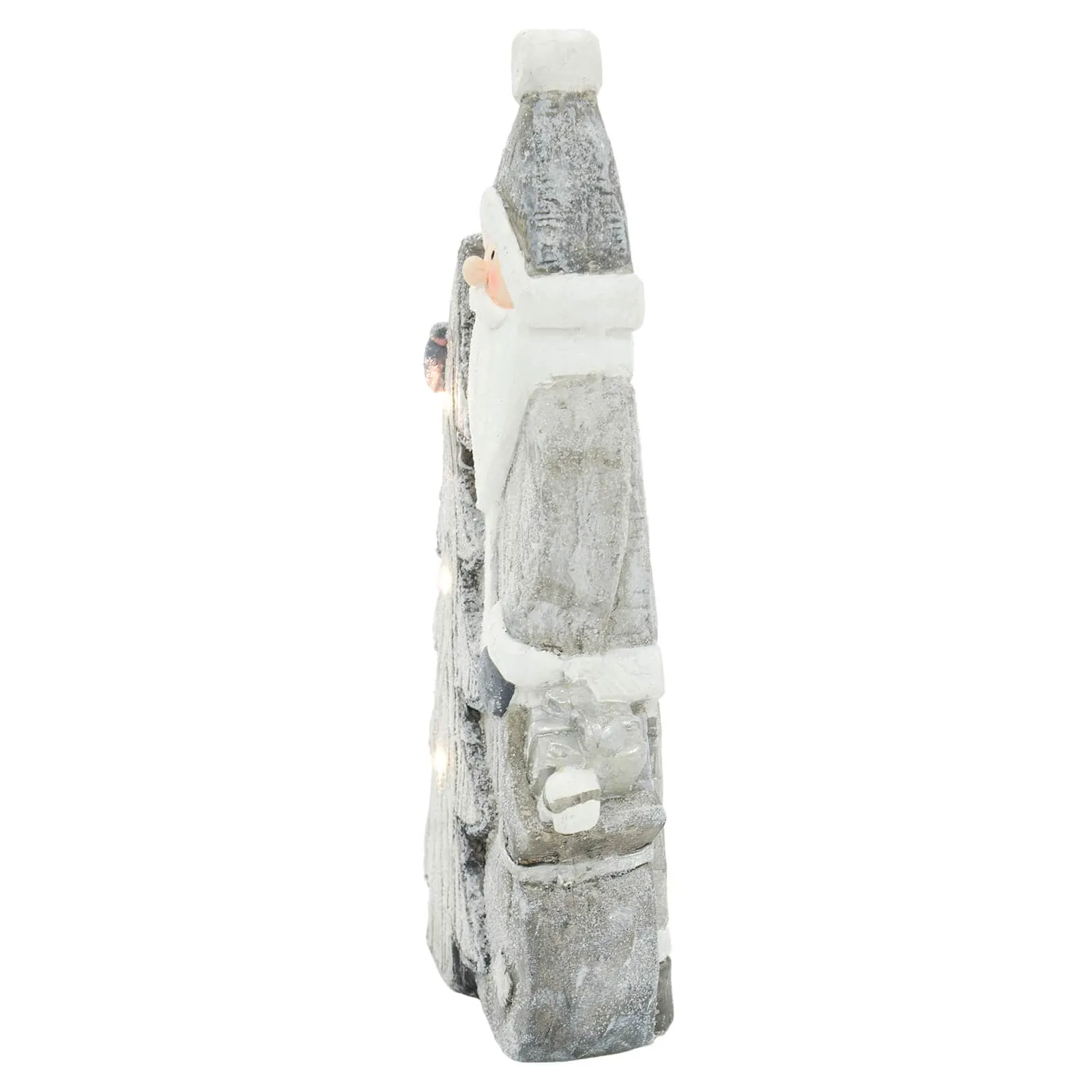 LED Santa & Christmas Tree Grey White Ceramic Ornament 47cm