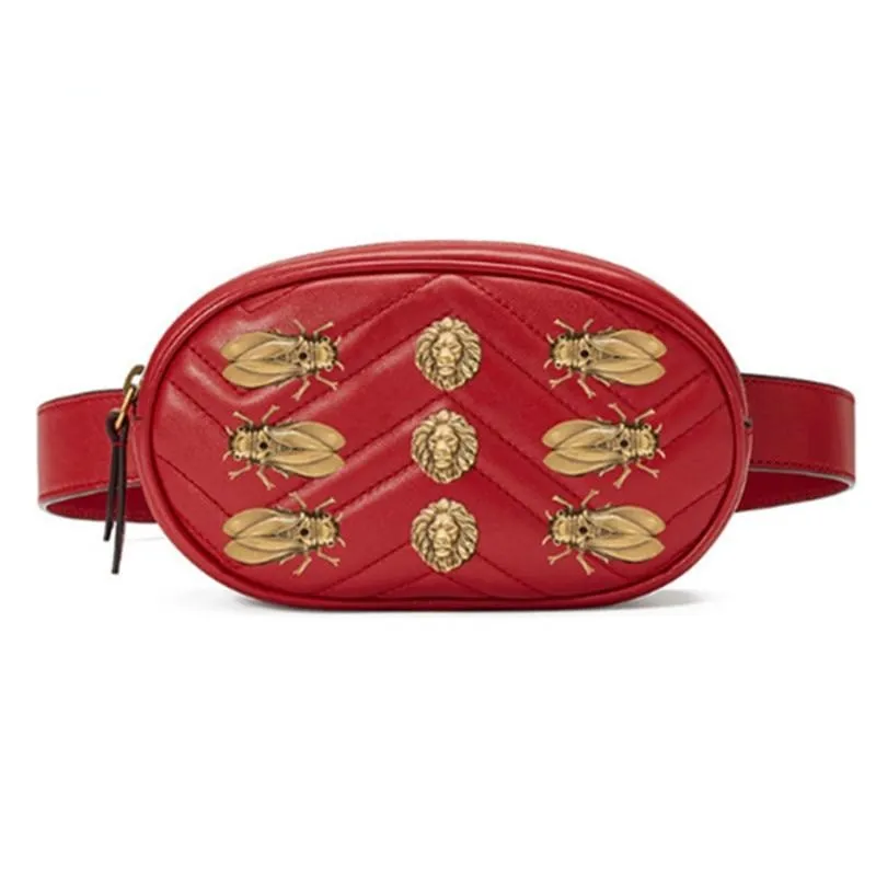 Luxury Fashionable Women's Barrel-shaped Leather Waist Bag
