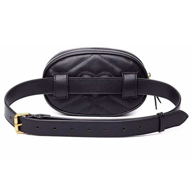 Luxury Fashionable Women's Barrel-shaped Leather Waist Bag