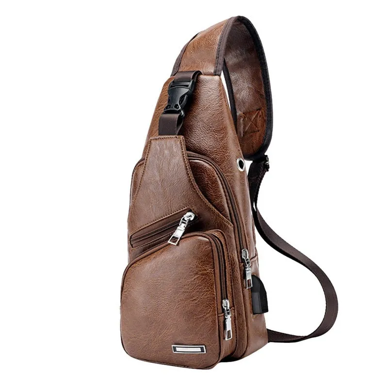 Men USB Charging Shoulder Bag