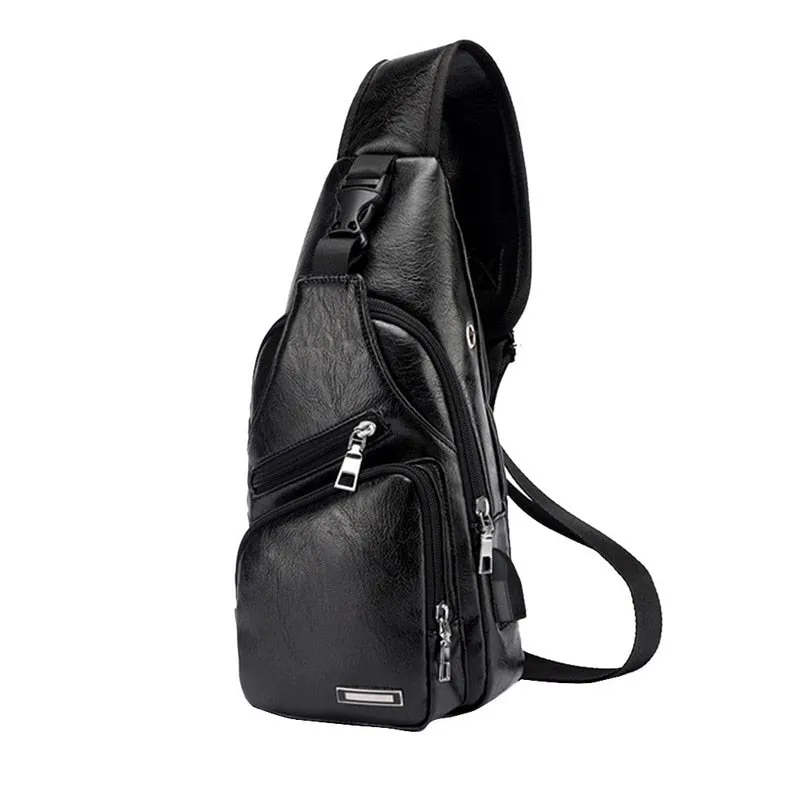 Men USB Charging Shoulder Bag