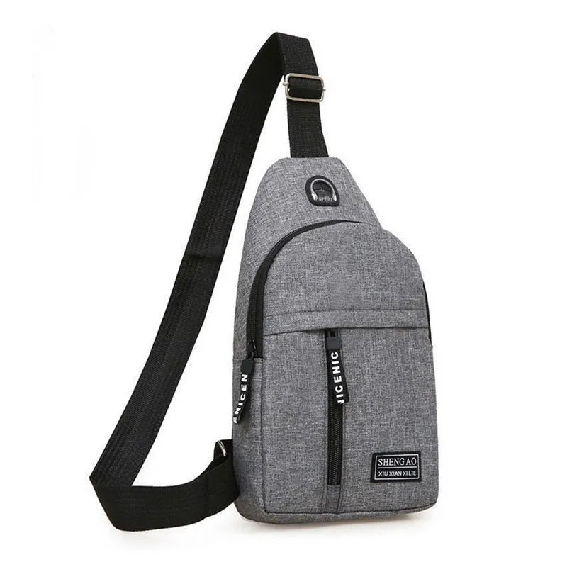 Men USB Charging Shoulder Bag