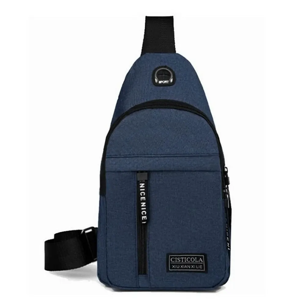 Men USB Charging Shoulder Bag