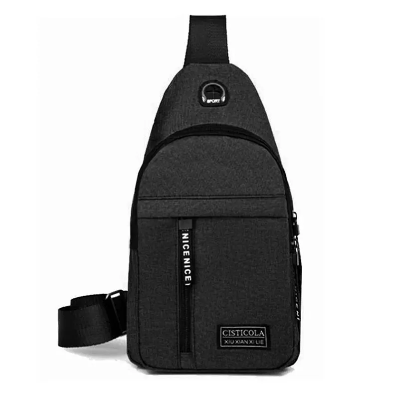 Men USB Charging Shoulder Bag