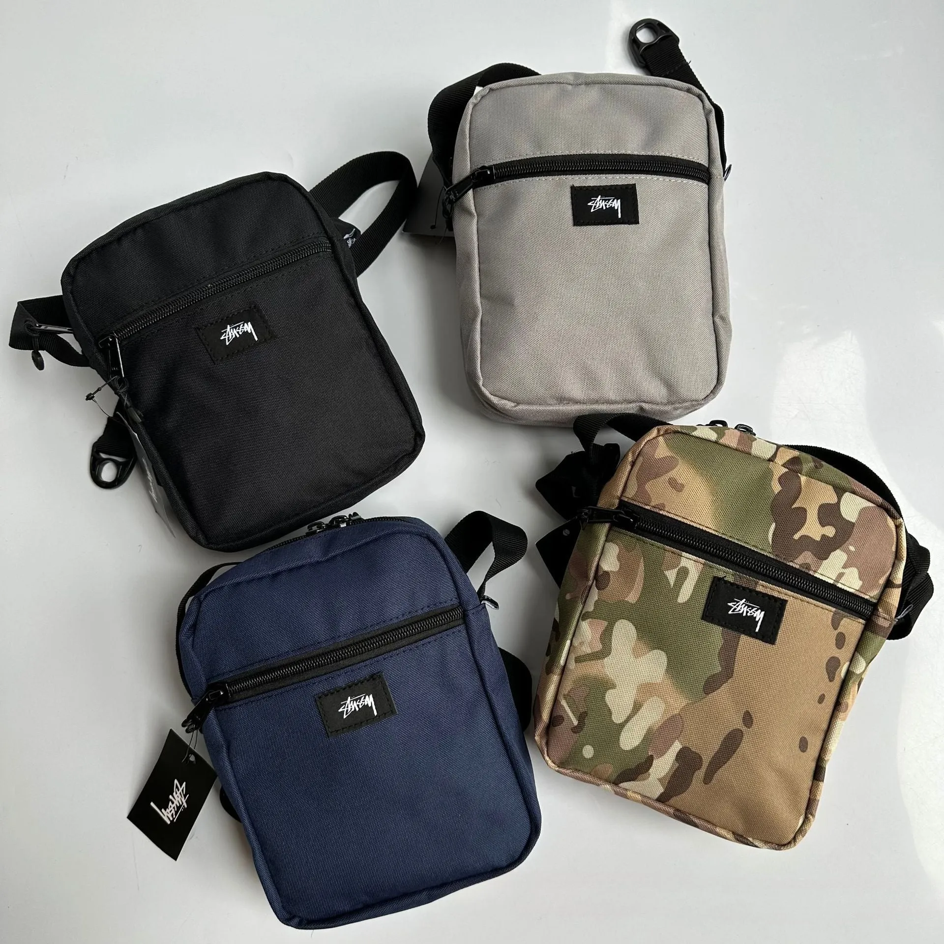 Mens Stussy Bag STUY Men's Plaid Vertical Shoulder Crossbody Bag