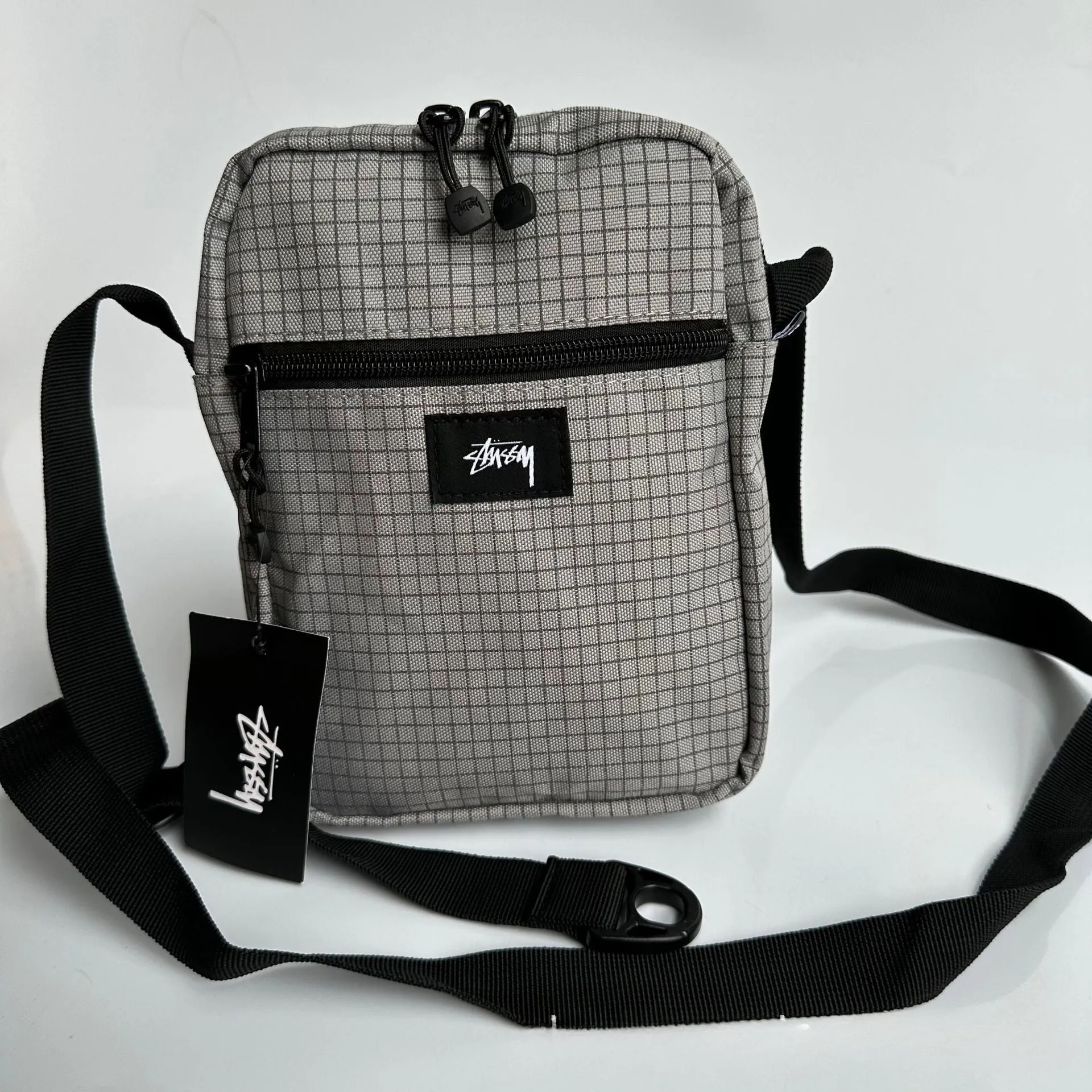 Mens Stussy Bag STUY Men's Plaid Vertical Shoulder Crossbody Bag