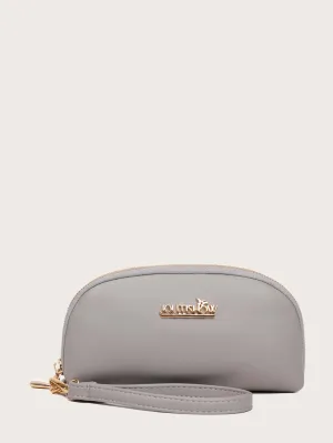 Metal Decor Clutch Bag With Wristlet
