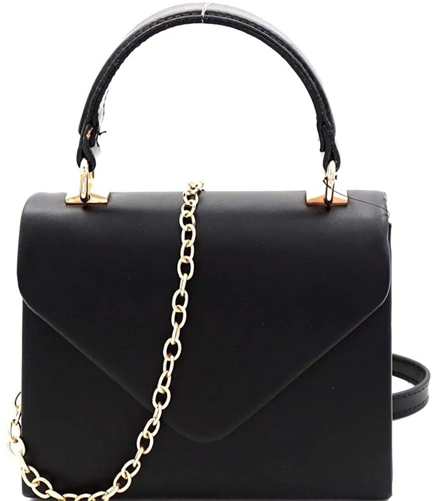 Mini Retro Stripe Print Black and White Box Flap leather Satchel Crossbody Handbag