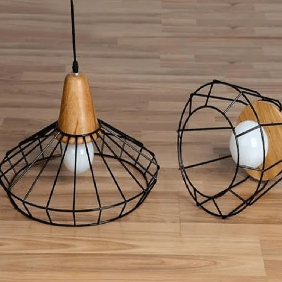 Modern Nordic Wrought Iron Hanging Cage Lamp
